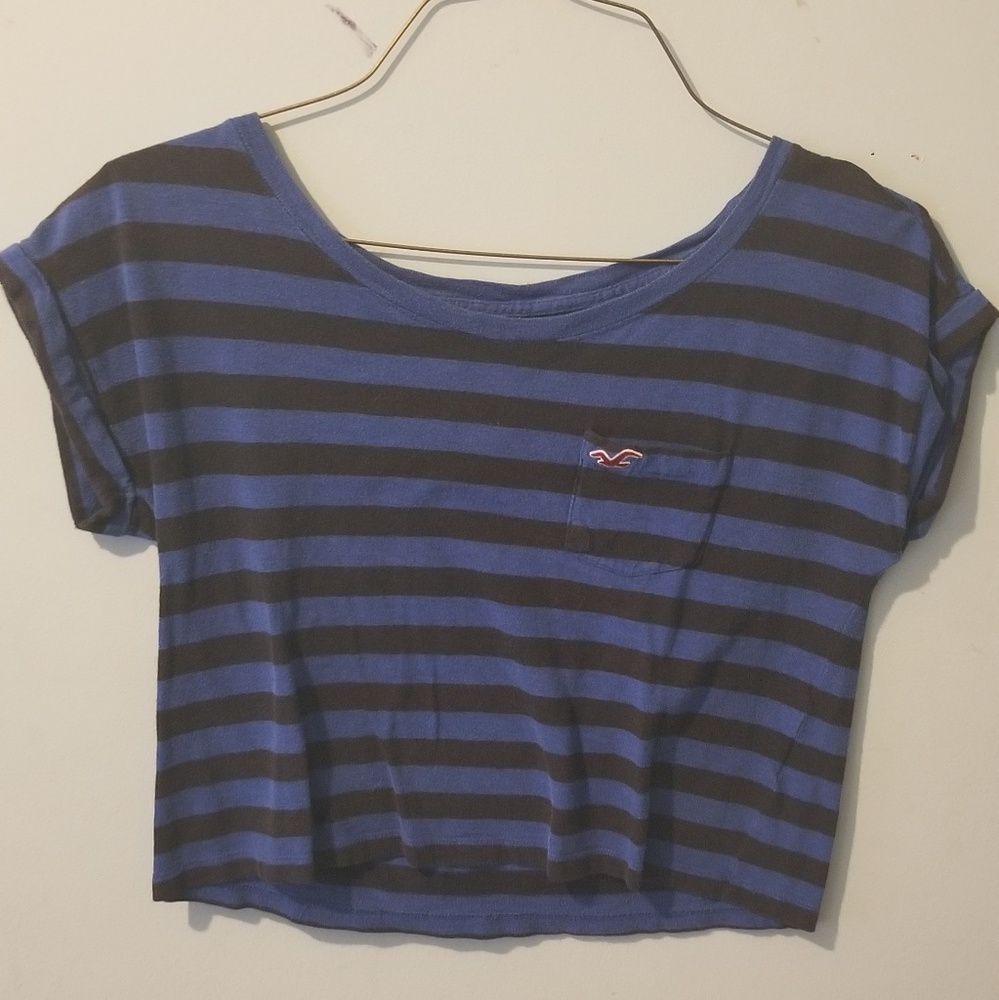 Blue Hollister striped crop